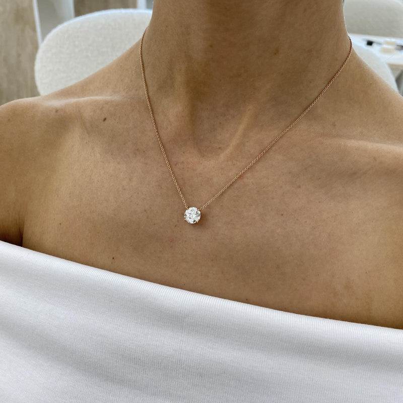 Diamond Pendant Necklace 2 ct Rose Gold