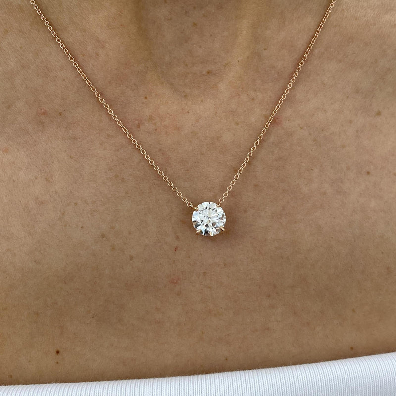 Diamond Pendant Necklace 2 ct Rose Gold