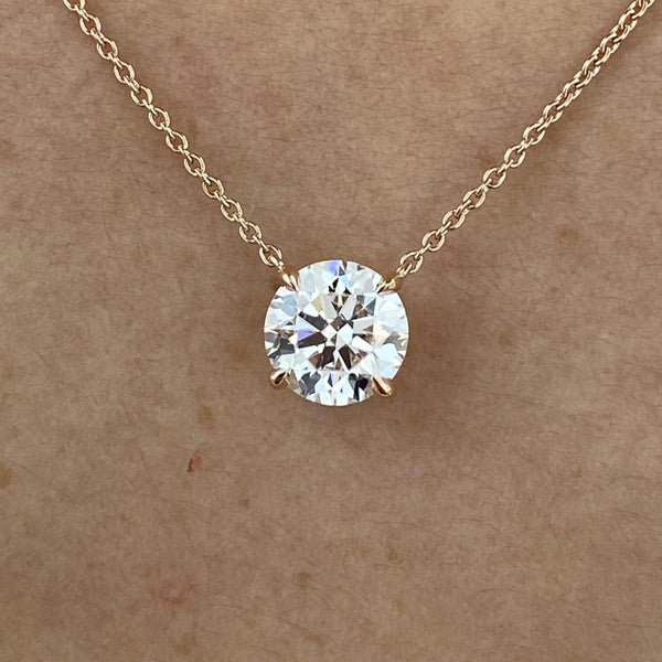 Diamond Pendant Necklace 2 ct Rose Gold