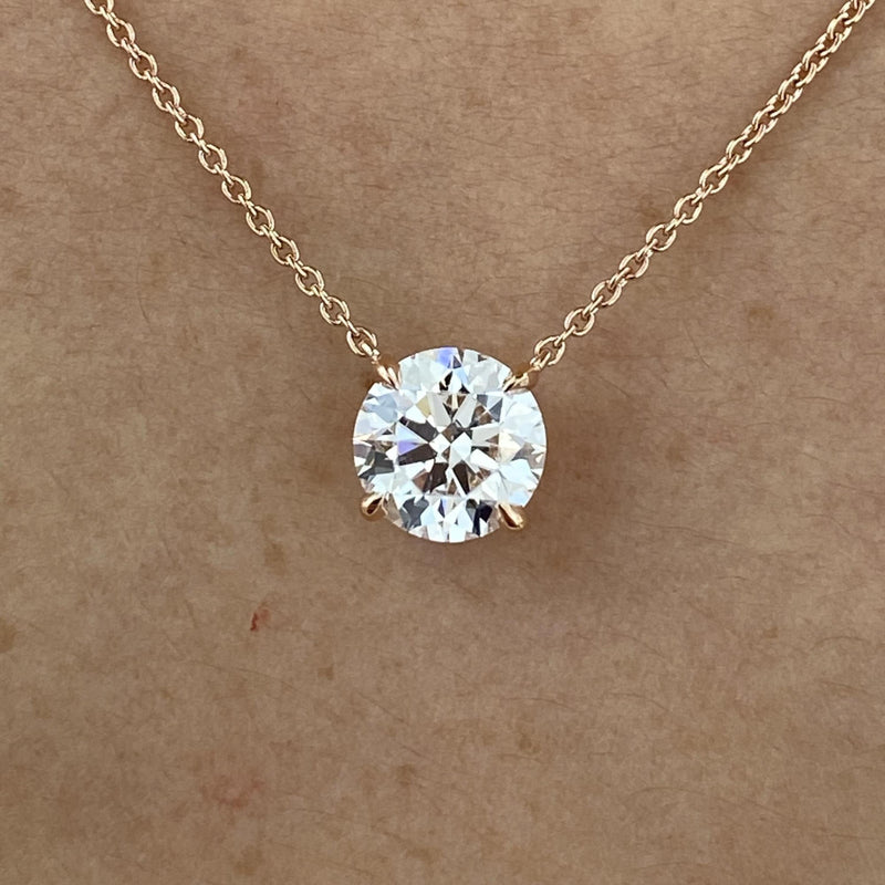 Diamond Pendant Necklace 1 ct Rose Gold