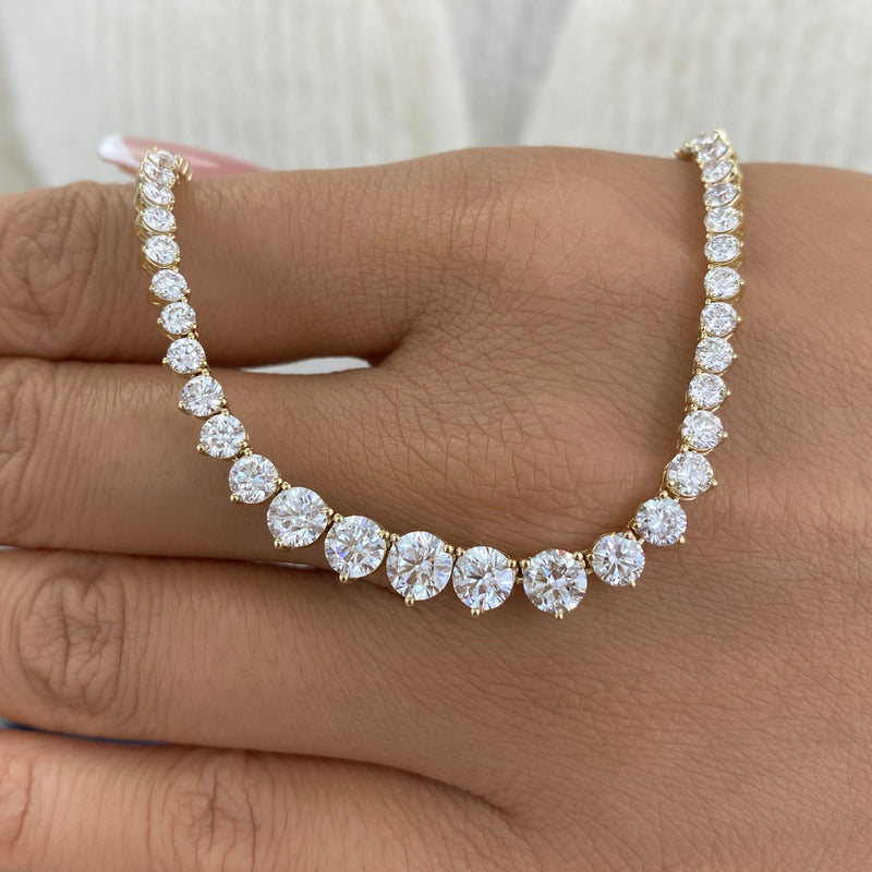Diamond Tennis Necklace 9.7 ct Yellow Gold