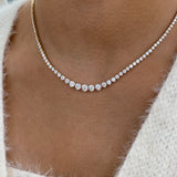 Diamond Tennis Necklace 9.7 ct Yellow Gold