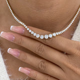 Diamond Tennis Necklace 9.7 ct Yellow Gold