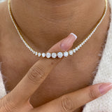 Diamond Tennis Necklace 9.7 ct Yellow Gold