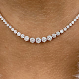 Diamond Tennis Necklace 9.92 ct Rose Gold