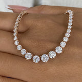 Diamond Tennis Necklace 9.92 ct Rose Gold