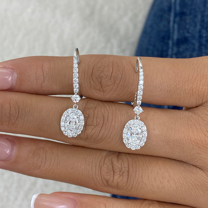 Diamond Dangle Earrings 2.2 ct White Gold