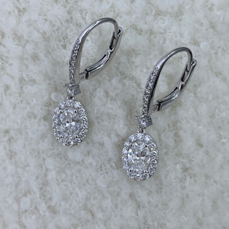 Diamond Dangle Earrings 2.2 ct White Gold