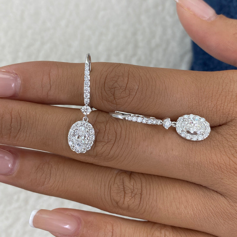 Diamond Dangle Earrings 2.2 ct White Gold