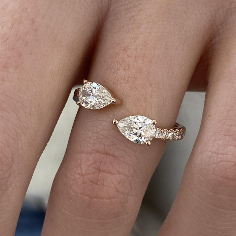 Diamond Statement Ring 1.12 Carat Rose Gold 14K