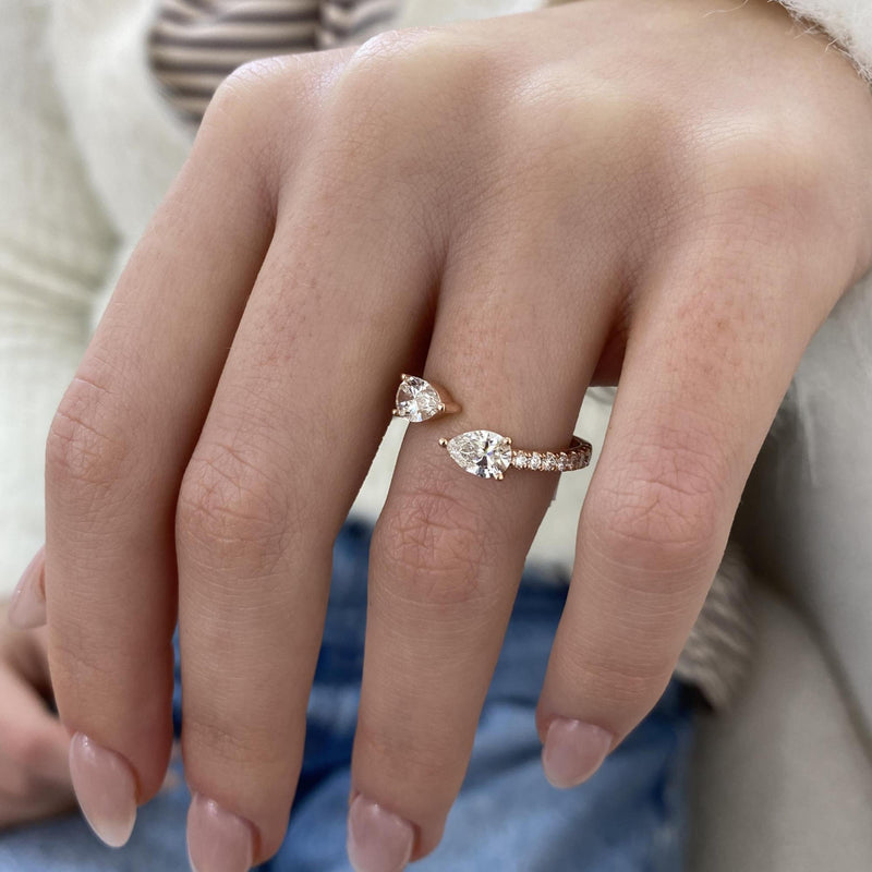 Diamond Statement Ring 1.12 Carat Rose Gold 14K