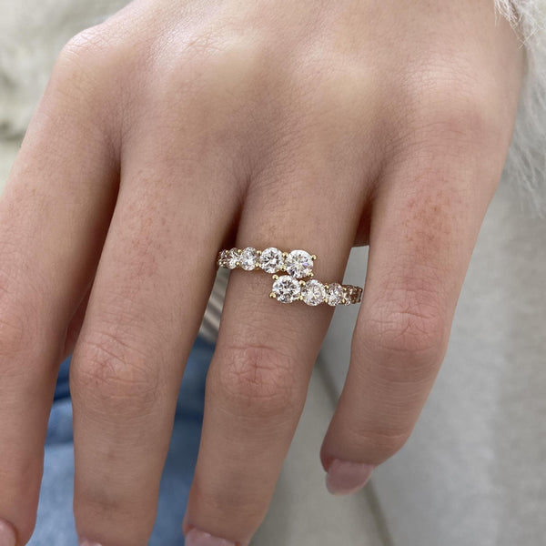 Diamond Wrap Ring 1.67 Carat Yellow Gold 14K