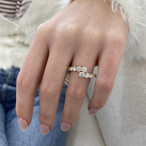 Diamond Wrap Ring 1.67 Carat Yellow Gold 14K