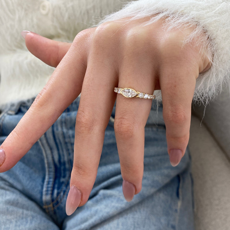 Diamond Stackable Ring 0.82 Carat Yellow Gold 14K