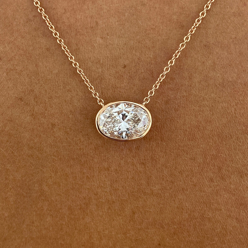 Diamond Pendant Necklace 2 ct Rose Gold