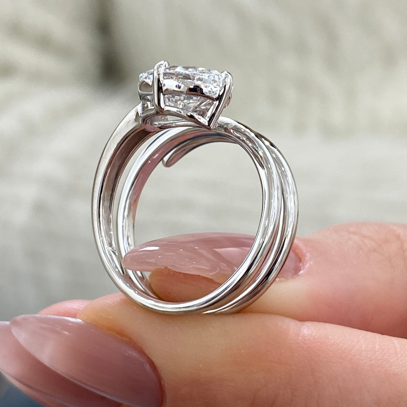 Diamond Solitaire Wrap Ring 2.05 ct White Gold