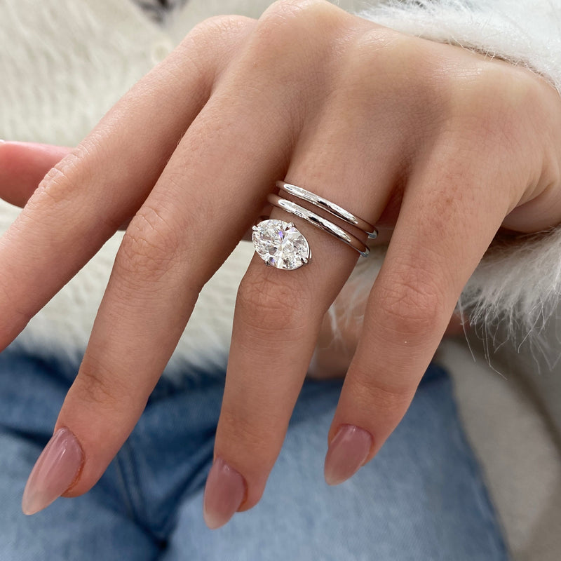 Diamond Solitaire Wrap Ring 2.05 ct White Gold