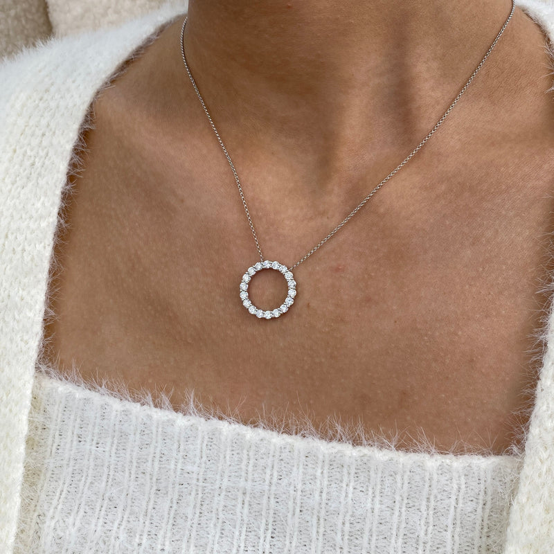 Diamond Pendant Necklace 1.30 ct White Gold
