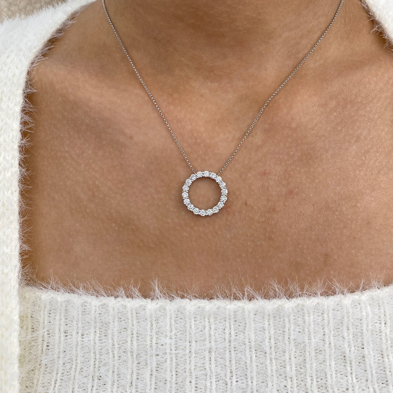 Diamond Pendant Necklace 1.30 ct White Gold