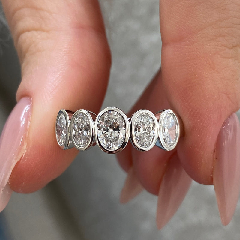 Diamond 5 stone ring 1.31 Carat White Gold 14K
