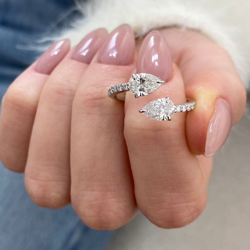 Diamond Wrap Ring 1.36 Carat White Gold 14K