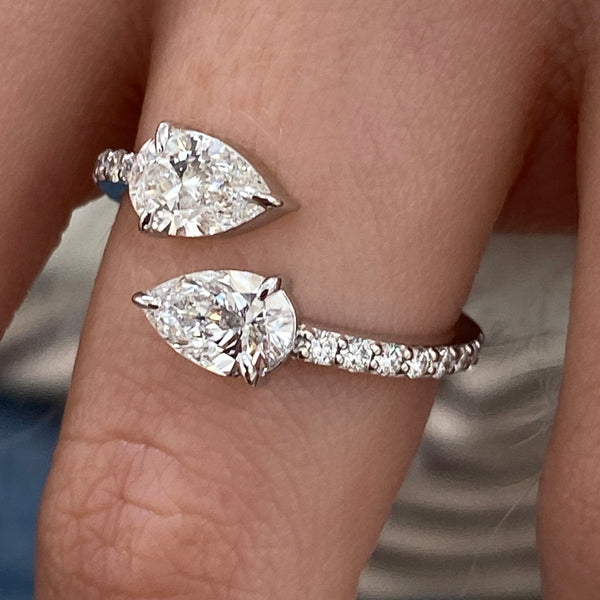 Diamond Wrap Ring 1.36 Carat White Gold 14K