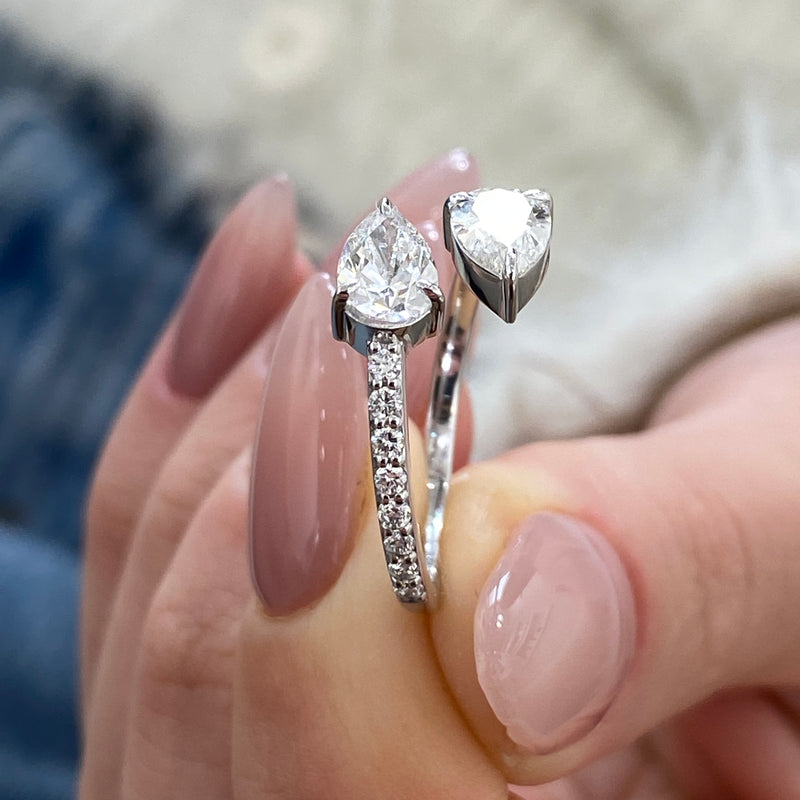 Diamond Wrap Ring 1.36 Carat White Gold 14K