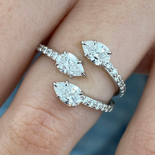 Diamond Wrap Ring 1.34 Carat White Gold 14K