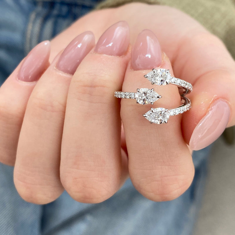 Diamond Wrap Ring 1.34 Carat White Gold 14K