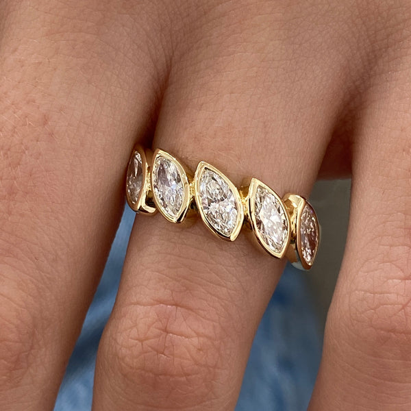 Diamond 5 Stone Ring 1.50 Carat Yellow Gold 14K