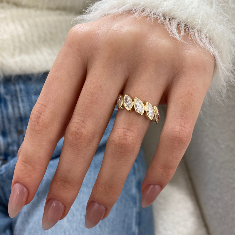 Diamond 5 Stone Ring 1.50 Carat Yellow Gold 14K