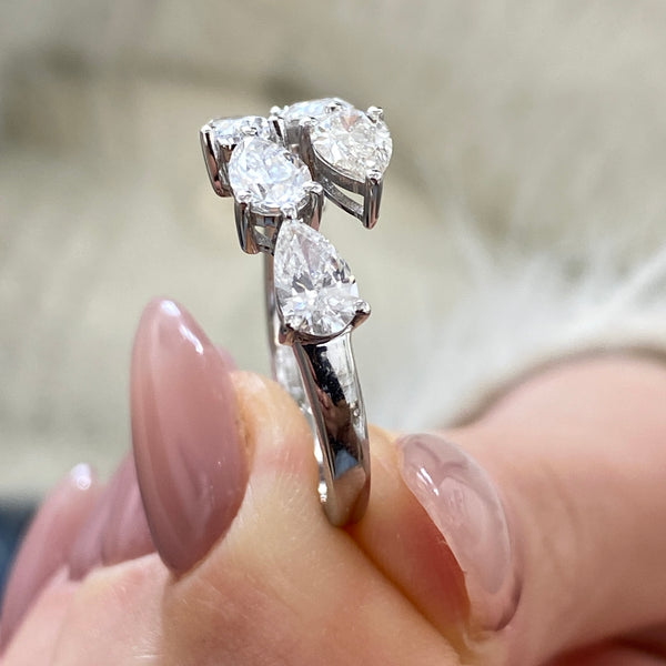 Diamond Wrap Ring 2.17 Carat White Gold 14K