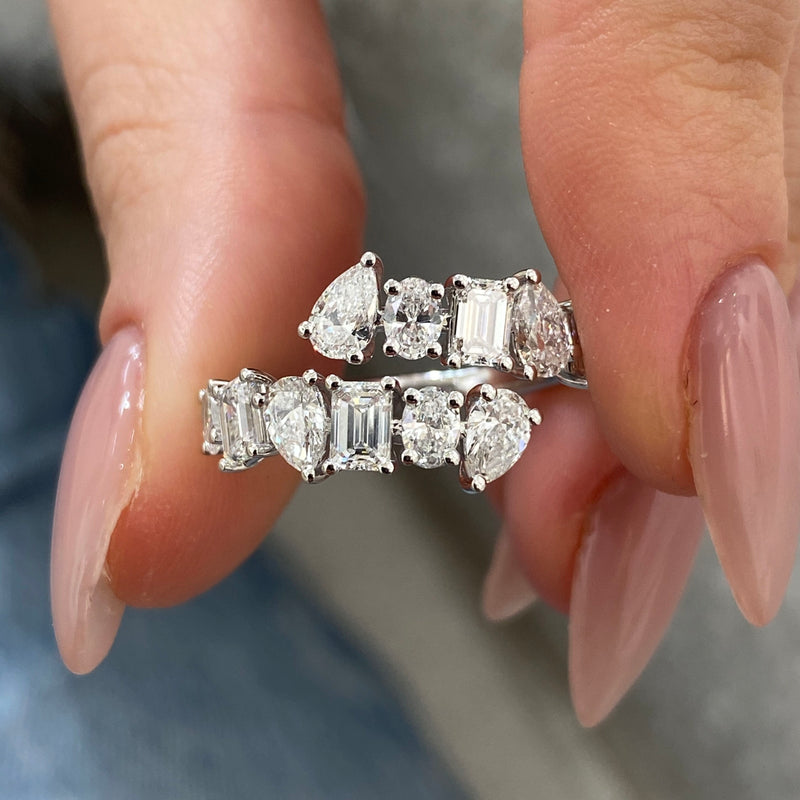 Diamond Wrap Ring 2.17 Carat White Gold 14K