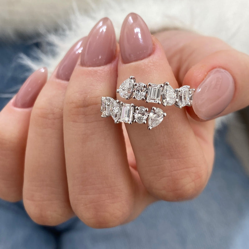 Diamond Wrap Ring 2.17 Carat White Gold 14K