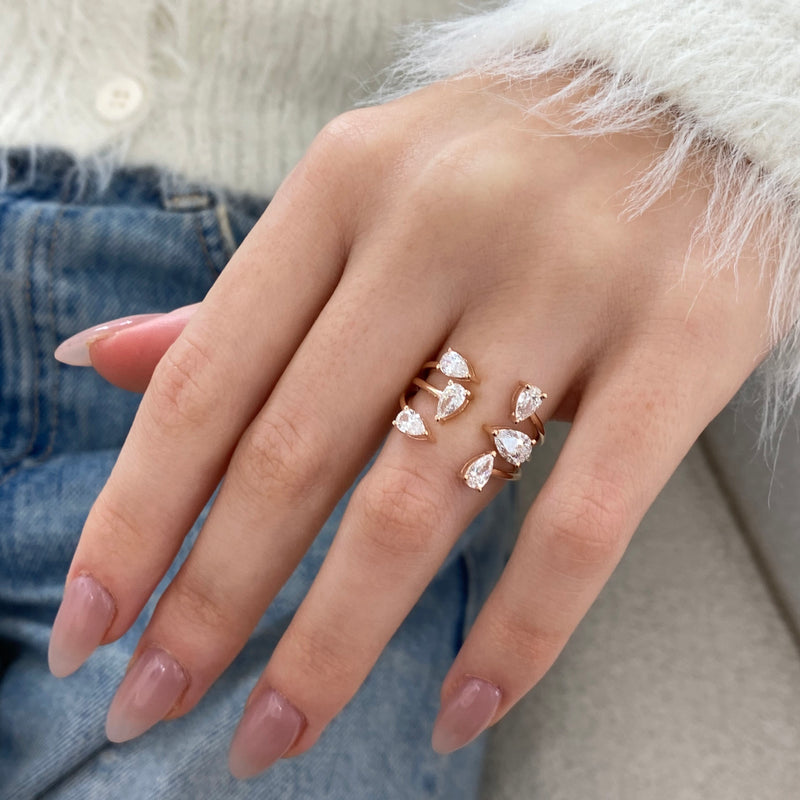 Diamond Wrap Ring 1.46 Carat Rose Gold 14K