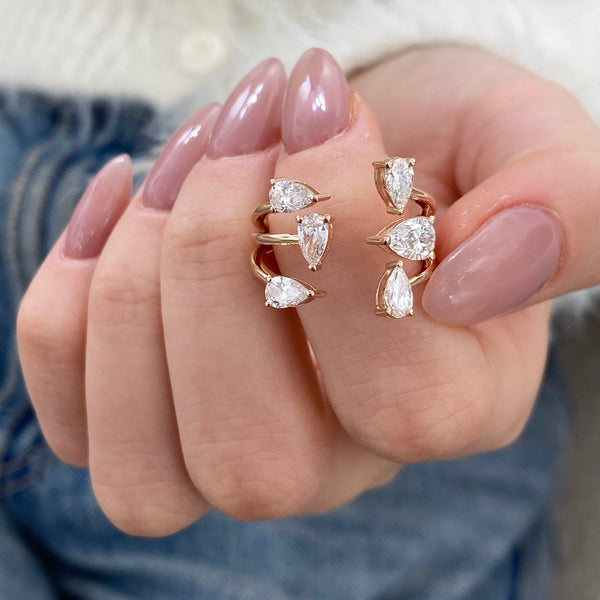 Diamond Wrap Ring 1.46 Carat Rose Gold 14K