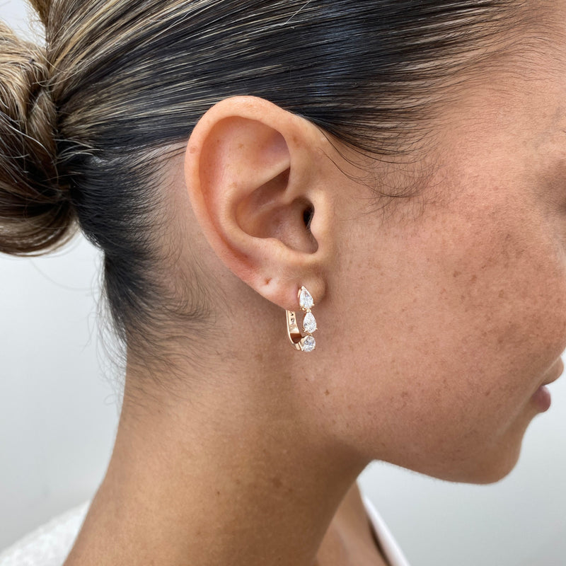 Diamond Hoop Earrings 1.41 ct Rose Gold
