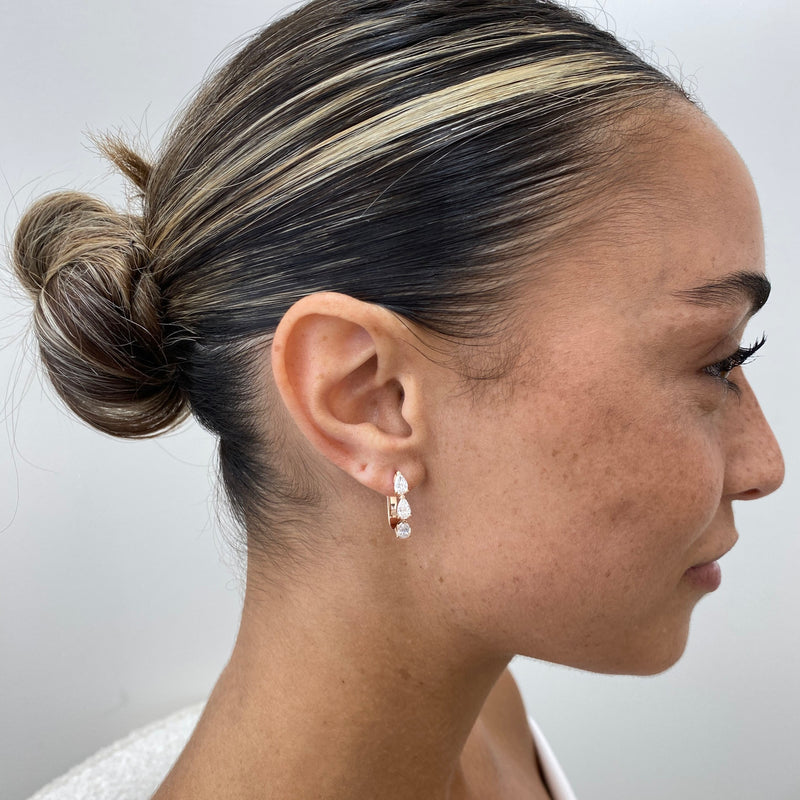 Diamond Hoop Earrings 1.41 ct Rose Gold