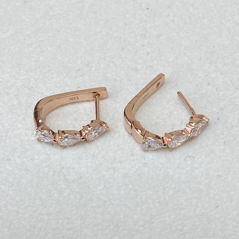Diamond Hoop Earrings 1.41 ct Rose Gold