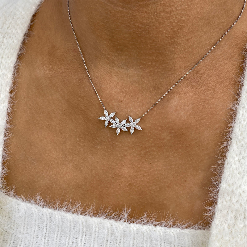 Diamond Pendant Necklace 1.6 ct White Gold