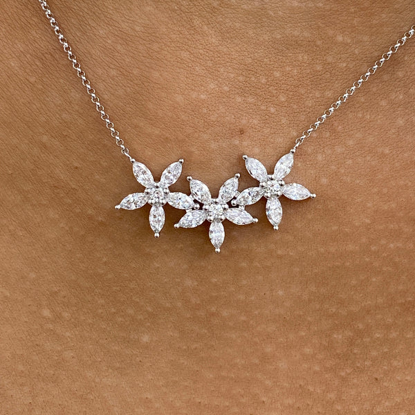 Diamond Pendant Necklace 1.6 ct White Gold