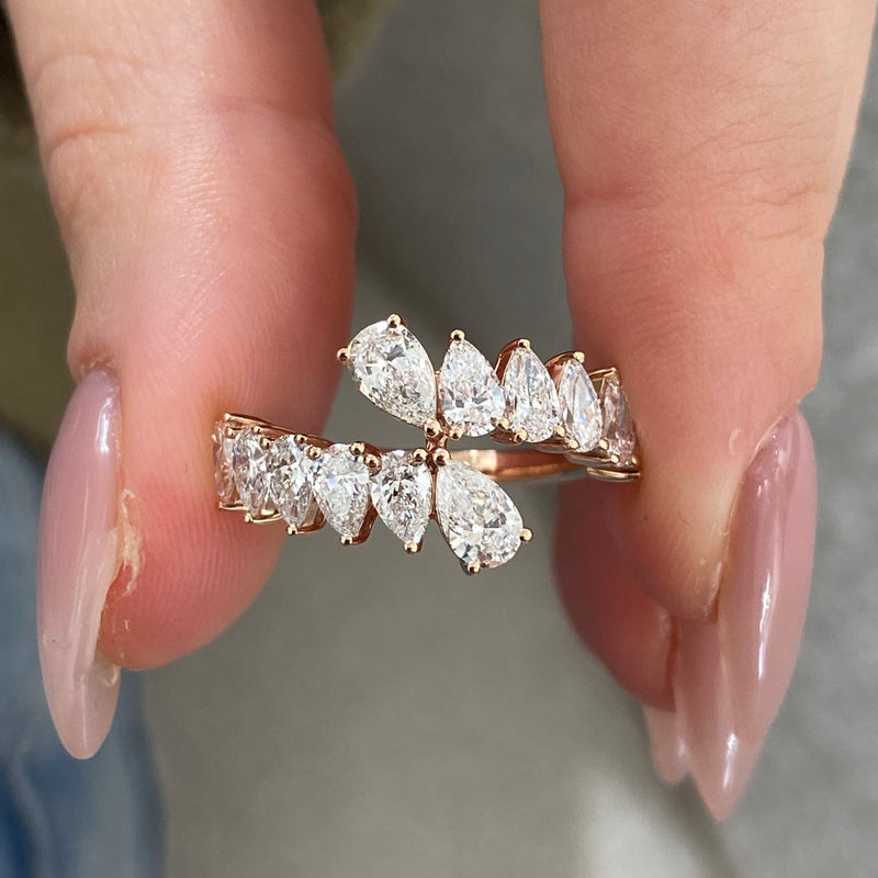 Diamond Wrap Ring 1.78 Carat Rose Gold 14K