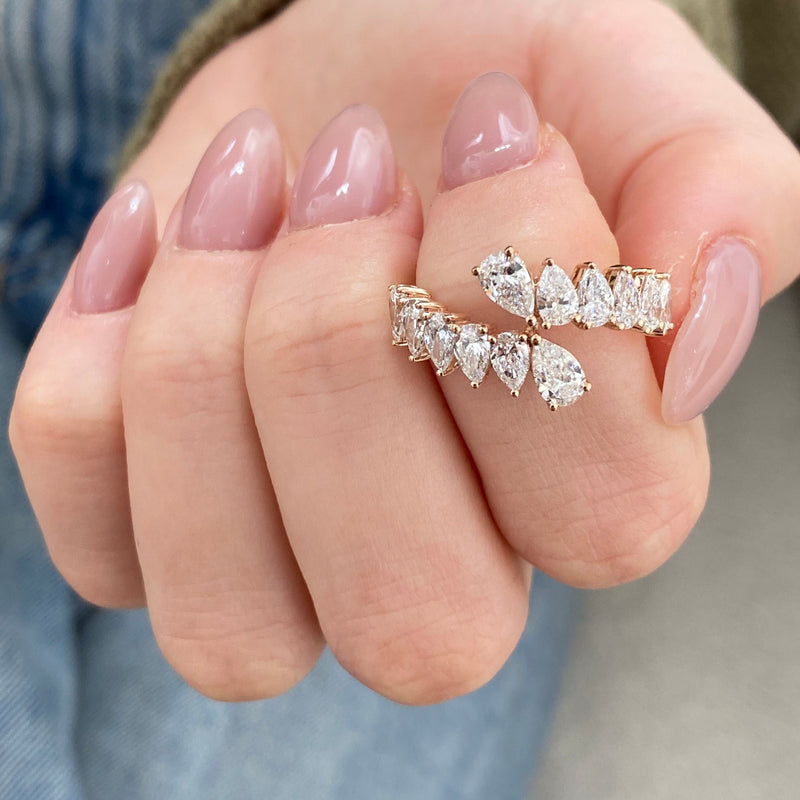 Diamond Wrap Ring 1.78 Carat Rose Gold 14K
