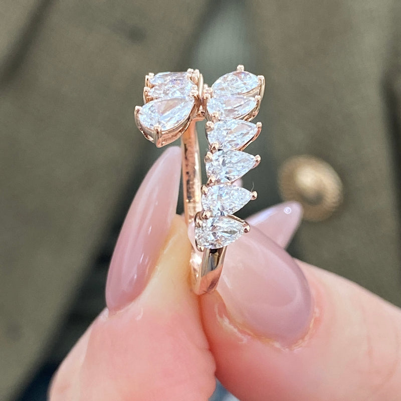 Diamond Wrap Ring 1.78 Carat Rose Gold 14K