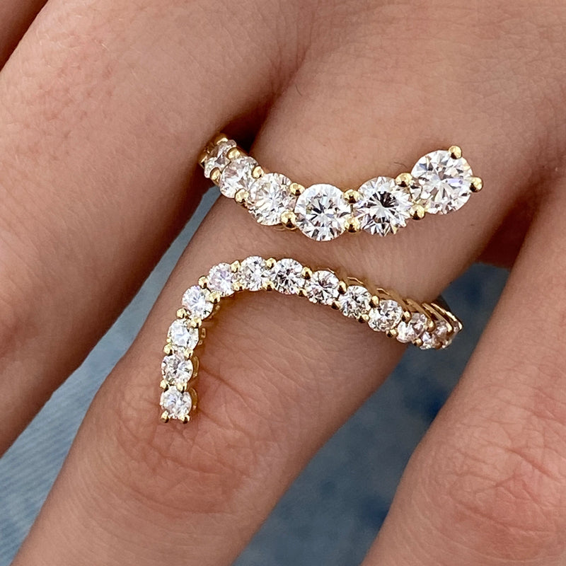 Diamond Wrap Ring 2.11 Carat Yellow Gold 14K