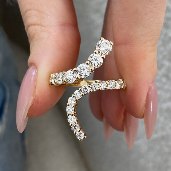 Diamond Wrap Ring 2.11 Carat Yellow Gold 14K