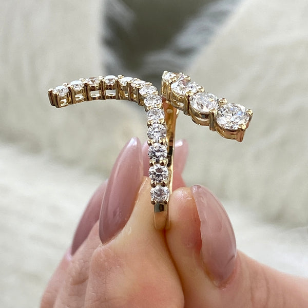 Diamond Wrap Ring 2.11 Carat Yellow Gold 14K