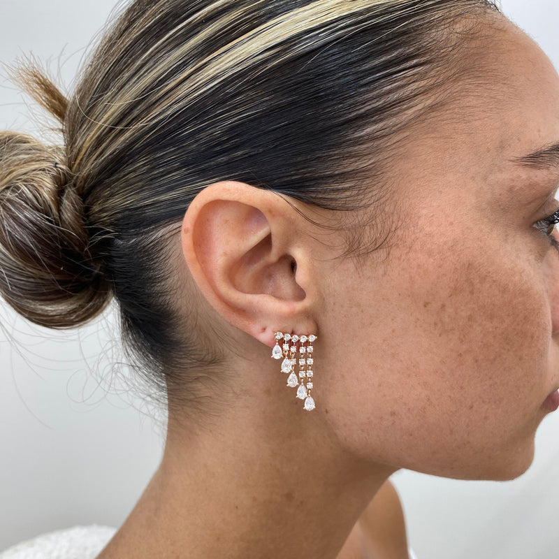 Diamond Chandelier Earrings 2.58 ct Rose Gold