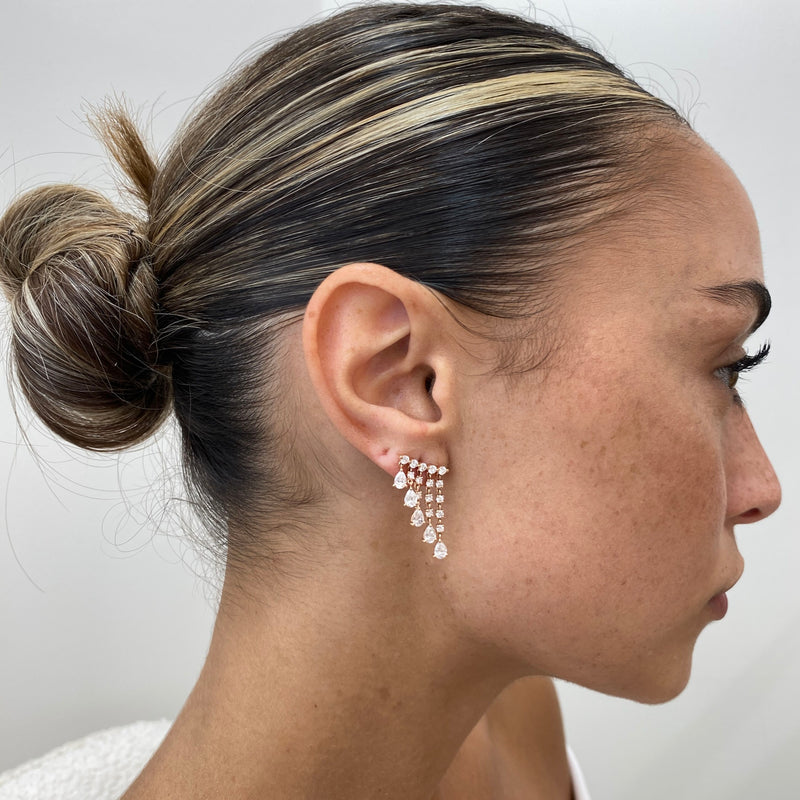 Diamond Chandelier Earrings 2.58 ct Rose Gold