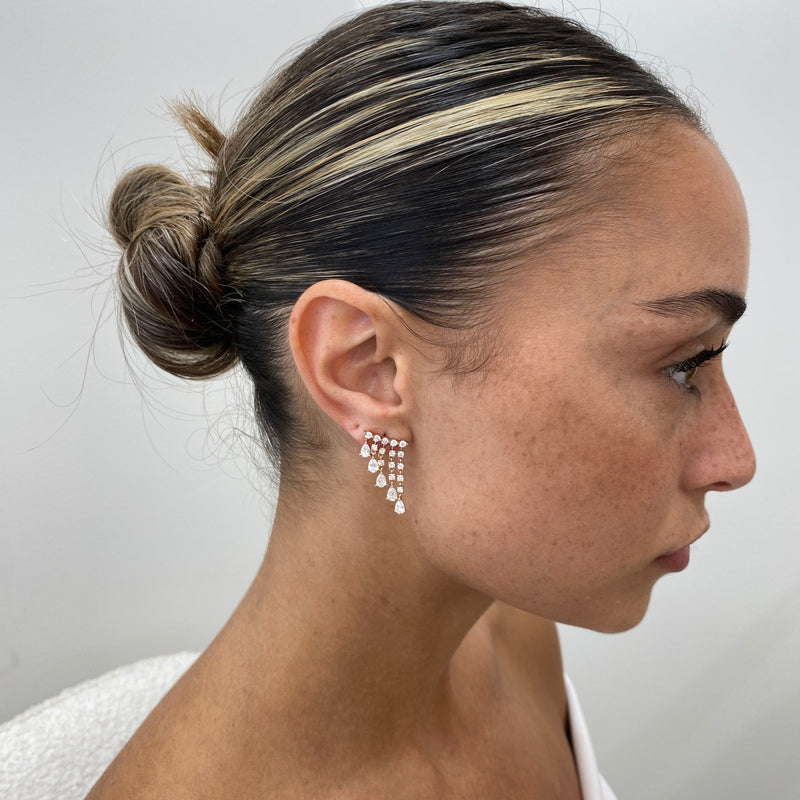 Diamond Chandelier Earrings 2.58 ct Rose Gold